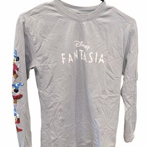 Disney Fantasia Long Sleeve Tee - Light Gray with Colorful Sleeve Art